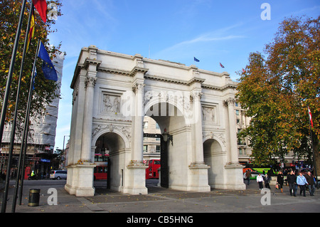 Marble Arch, Oxford Street, City of Westminster, London, Greater London, England, Regno Unito Foto Stock
