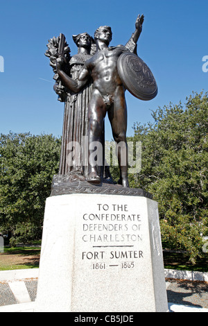 Statua dedicata ai difensori Confederati di Charleston, Carolina del Sud, Fort Sumter, USA GUERRA CIVILE 1861-1865 Foto Stock