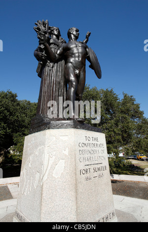 Statua dedicata ai difensori Confederati di Charleston, Carolina del Sud, Fort Sumter, USA GUERRA CIVILE 1861-1865 Foto Stock