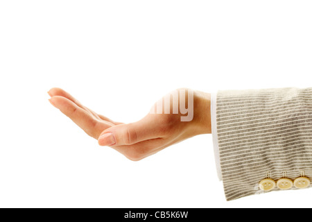 Immagine della mano umana mantenendo palm fino in isolamento Foto Stock