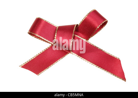 Oro Orlata red ribbon bow isolato su bianco Foto Stock