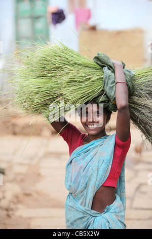 Donna che ride Andhra Pradesh in India del Sud Foto Stock