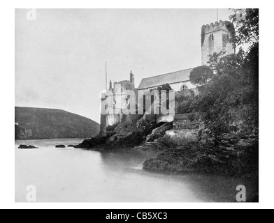 Castello di Dartmouth Kingswear estuario del Dart Devon England coastal fort Guntower edificio inglese fortezza costiera Patrimonio inglese Foto Stock