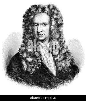 Sir Isaac Newton 1642 1727 fisico inglese astronomo matematico filosofo naturale alchemist teologo scienziato scienza Foto Stock