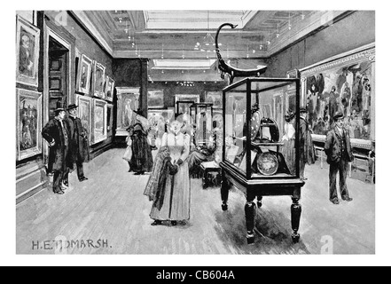 Interior Athenaeum Manchester Art Gallery Sir Charles Barry grado che ho elencato la Royal Institution Palazzo stile display dentilled Foto Stock