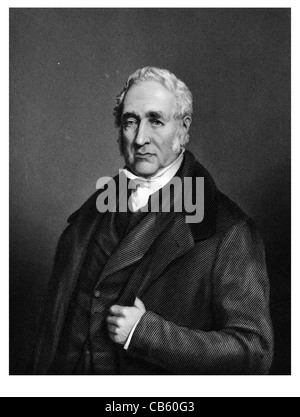 George Stephenson 1781 1848 Inglese ingegnere civile meccanica pubblica linea ferroviaria locomotiva a vapore Stephenson standard indicatore Foto Stock