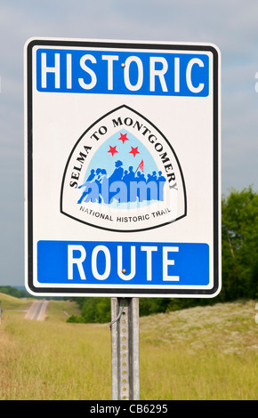 Selma a Montgomery (Alabama) National Historic Trail percorso di marcatura di 1965 diritti di voto di marzo piombo da Martin Luther King Foto Stock
