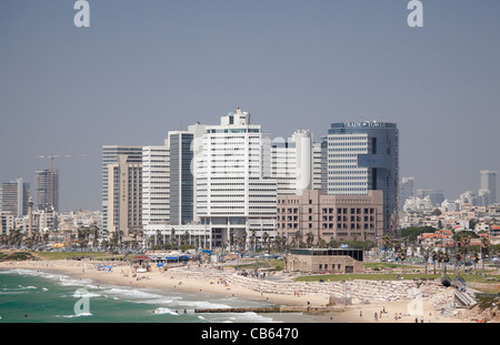 Vista della città di Tel Aviv e spiagge da Jaffa Israele Foto Stock