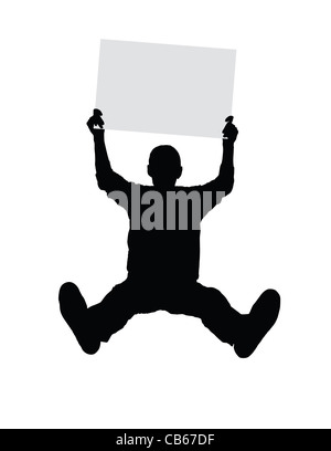 Silhouette nera di uomo isolato su sfondo bianco Foto Stock