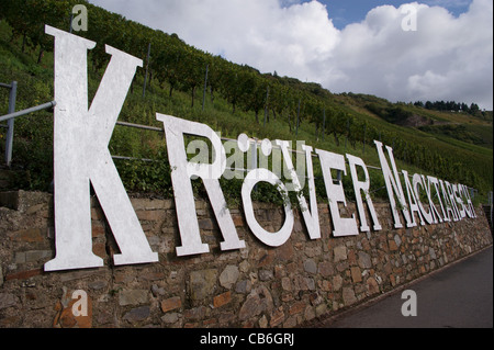 Vigna Grande segno all'Krover Nacktarsch vigneto, Krov, sul fiume Mosella, Renania-Palatinato, Germania Foto Stock