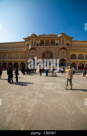 Amber fort jaipur colorato monumento Mughal Foto Stock