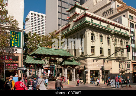 Chinatown il Dragon Gate China Town San Francisco California USA American Stati Uniti d'America Foto Stock