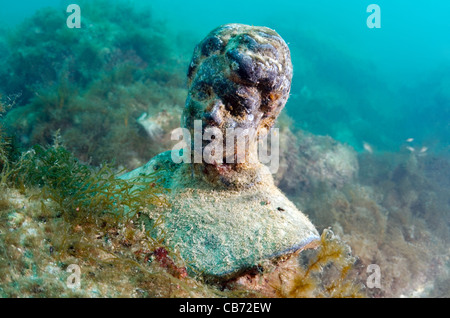 Sergei Alexandrovich Yesenin scultura per primo nel mondo museo subacqueo leader dell' Alley o Atlantis sovietica Foto Stock