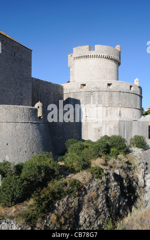 Torre Minčeta e altre parti di formidabili mura di Dubrovnik, Dubrovnik-Neretva, Croazia Foto Stock