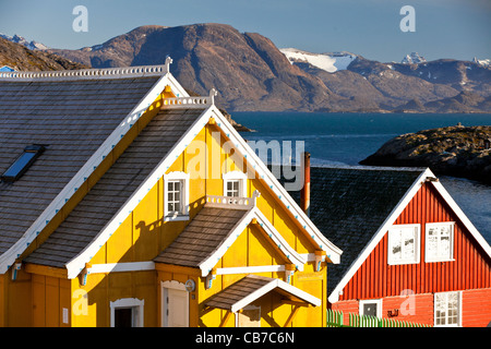 Danese progettato case in Kangaamiut, Groenlandia Foto Stock
