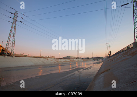 Fiume di Los Angeles, il centro cittadino di Los Angeles, California, Stati Uniti d'America Foto Stock