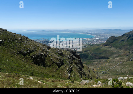 Cape Town vista da Platteklip percorso sulla Montagna della Tavola Città del Capo Sud Africa Foto Stock