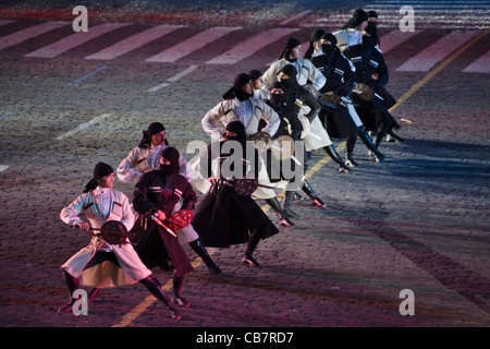 Banda Militare di eseguire durante il militare internazionale Festival di musica sulla Piazza Rossa di Mosca, Russia Foto Stock