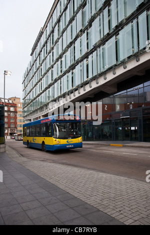 Eurobus di Shudehill alla stazione degli autobus e parcheggio, Manchester, Regno Unito Foto Stock