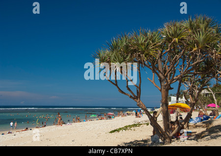 Territorio Francese d'oltremare (aka francais d'outre mer), isola di Reunion. popolare spiaggia di nuoto nella cittadina di St Pierre. Foto Stock