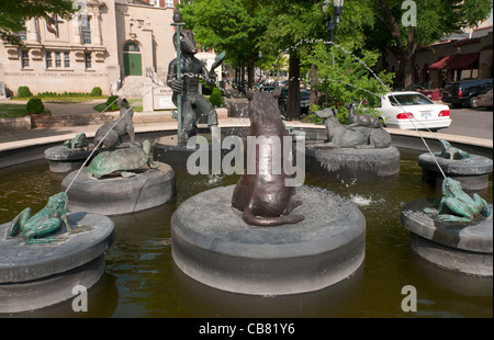 In Alabama, Birmingham, cinque punti sud, quartiere storico, all'incrocio di cinque strade, scultura "Cantastorie" Foto Stock