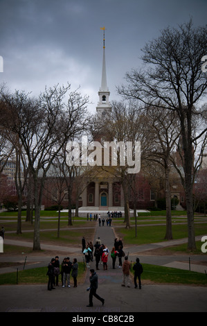 Harvard Memorial Church e Università di Harvard Yard in Cambridge Foto Stock