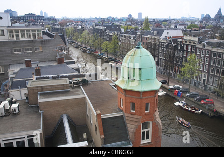 Vista da Metz & Co. Metz & Co. Department Store caffetteria sul tetto del canale Keizersgracht, Amsterdam, Paesi Bassi Foto Stock