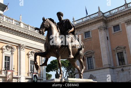 Statua di Marco Aurelio a Roma Foto Stock
