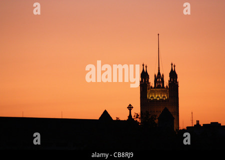 Victoria Tower al tramonto, Palazzo di Westminter Foto Stock