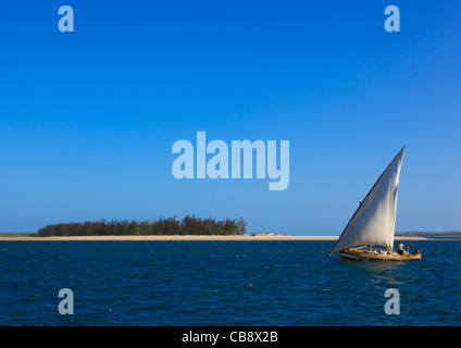 Di timoneria di Dhow durante la gara a bordo di un Giunco, Maulidi Festival, Lamu, Kenya Foto Stock