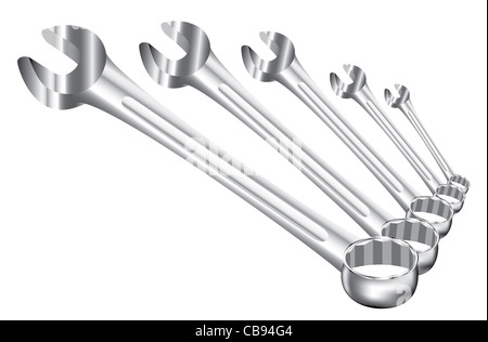 Chiave inglese in diverse dimensioni Foto Stock
