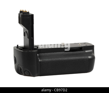 Battery grip per fotocamere DSLR isolato su bianco con tracciato di ritaglio Foto Stock