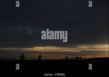 Tramonto su Highdown Hill, Worthing West Sussex, in Inghilterra Foto Stock