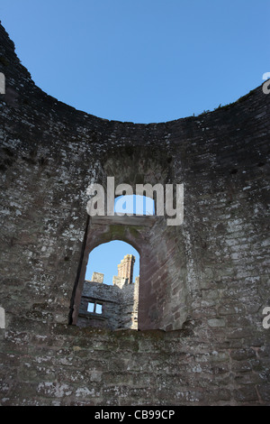 Rovine del Castello di Ludlow nello Shropshire, Regno Unito Foto Stock