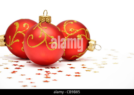 Red decorazione di Natale isolato su sfondo bianco Foto Stock
