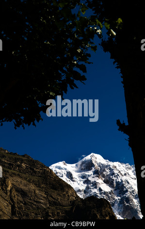 Ultar picco SAR è il più orientale del sud picco principale del Batura Muztagh, un sottointervallo del Karakorum range in Pakistan. Foto Stock