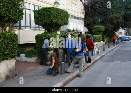 Film & Television agli studenti le riprese nel centro di Tel Aviv, Israele Foto Stock