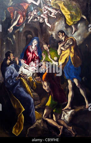 Adorazione dei Pastori, di El Greco, Museo Nacional del Prado, Madrid, Spagna, Europa, Foto Stock