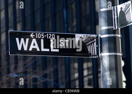 Wall street sign in New York City. Foto Stock
