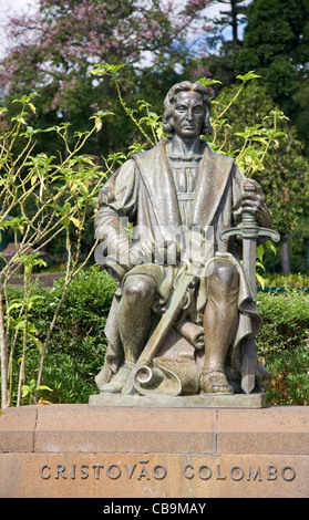 Statua di Cristoforo Colombo, Parque de Santa Catarina (Santa Catarina Park), Funchal, Madeira Foto Stock