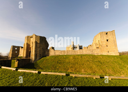Il castello di Warkworth, Castello di Northumberland Foto Stock