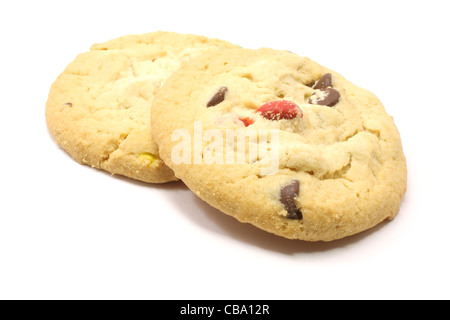 Due caramelle biscotti al cioccolato su uno sfondo bianco. Foto Stock