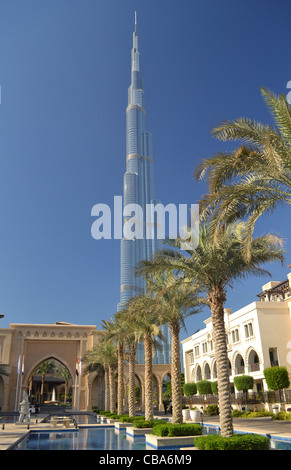 Il Burj Khalifa, Dubai, Emirati Arabi Uniti, Emirati Arabi Uniti Foto Stock