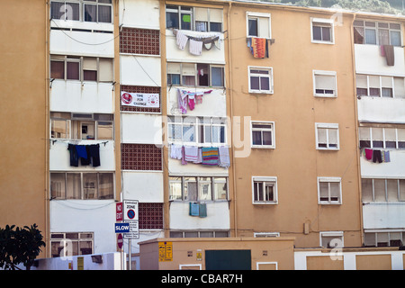 Il dettaglio del blocco di appartamenti a Gibilterra. Foto Stock