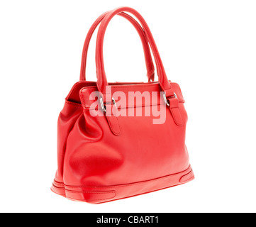 Onorevoli rosso borsetta. Isolati contro uno sfondo bianco. Foto Stock