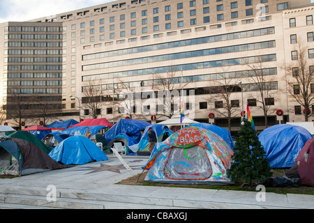 Washington, DC - Il occupano Washington DC camp sulla libertà Plaza Foto Stock