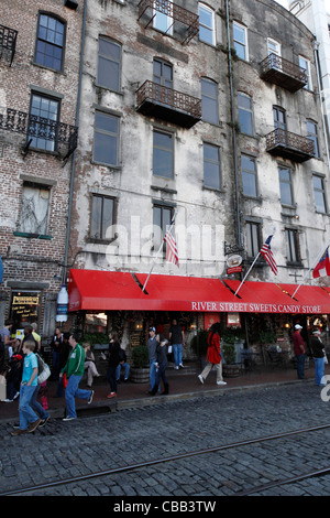 River Street, Savannah, Georgia Foto Stock