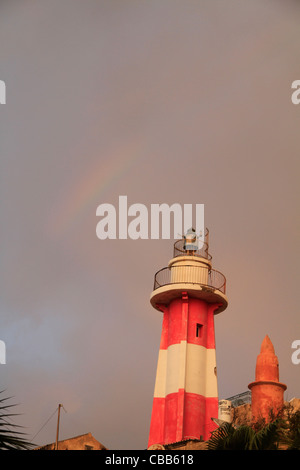 Israele, Tel Aviv-Yafo, il vecchio faro di Jaffa port Foto Stock