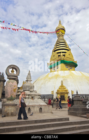Swayambhunath Stupa, Monkey Temple, Sito Patrimonio Mondiale dell'UNESCO, Kathmandu, Nepal, Asia Foto Stock