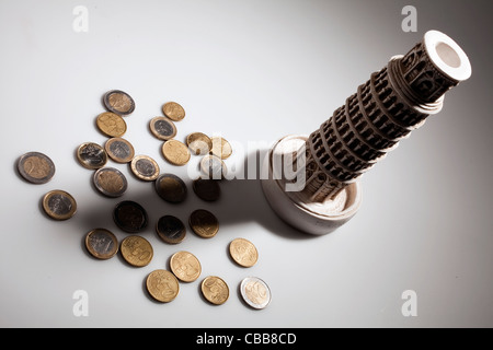 Euro, Coin, valuta la Torre Pendente di Pisa Foto Stock